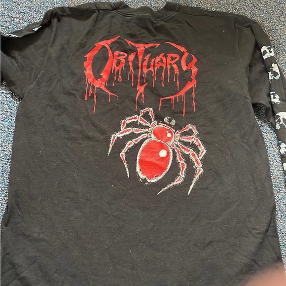 ISO, DO NOT BUY!!! 1991 VINTAGE OBITUARY “SKULL PILE” SWEATSHIRT - Picture 2 of 3